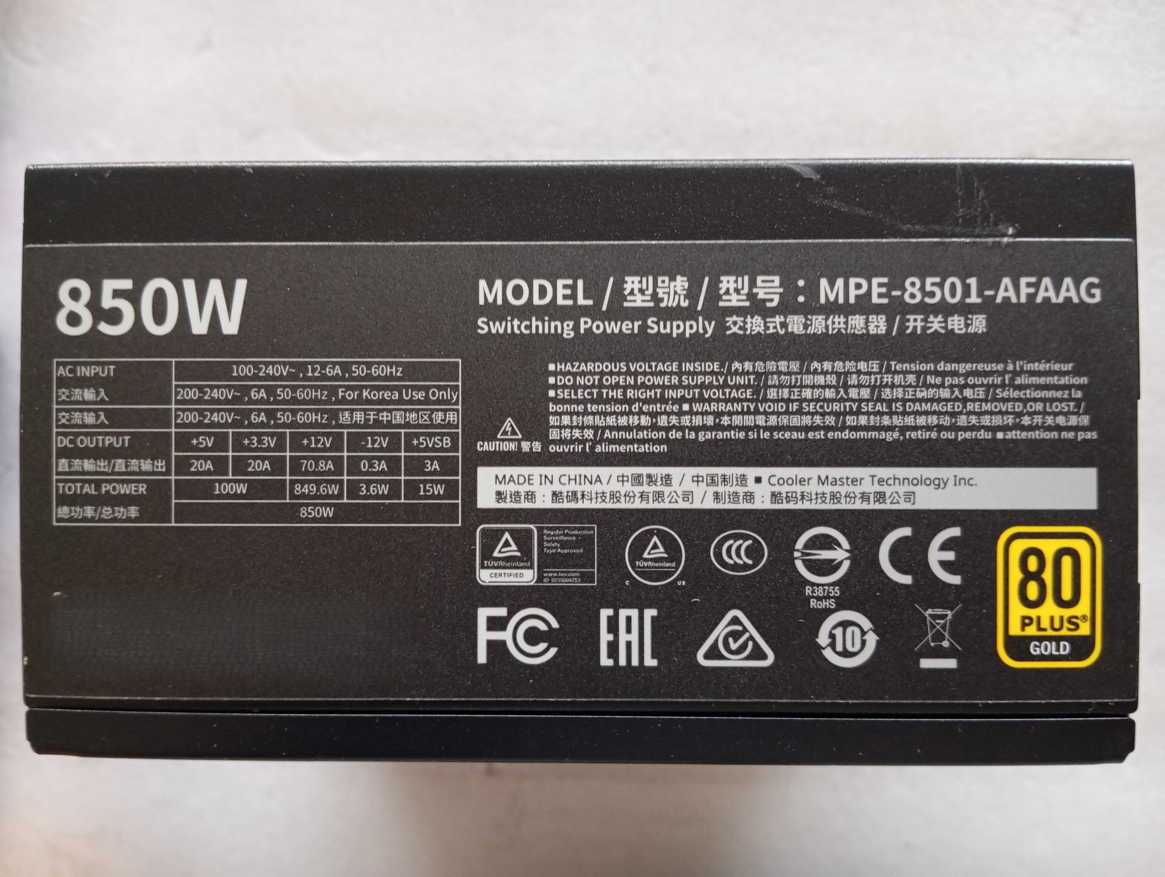 Refurbished Cooler Master MWE Gold 850 - V2 - Full Modular Refurbished Cooler Master MWE Gold 850 - V2 - Full Modular